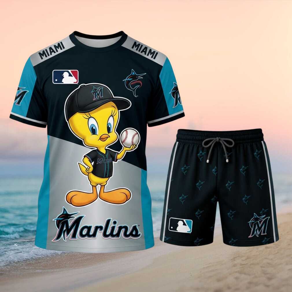 Miami Marlins Tweety Bird Baseball Outfit Shorts Shirt