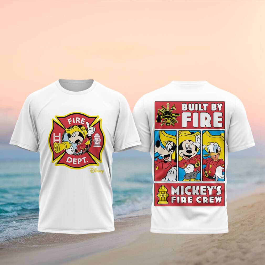 Mickey's Fire Crew Disney Characters Built By Fire Department Kids and Family Shirt - Limotees LLC