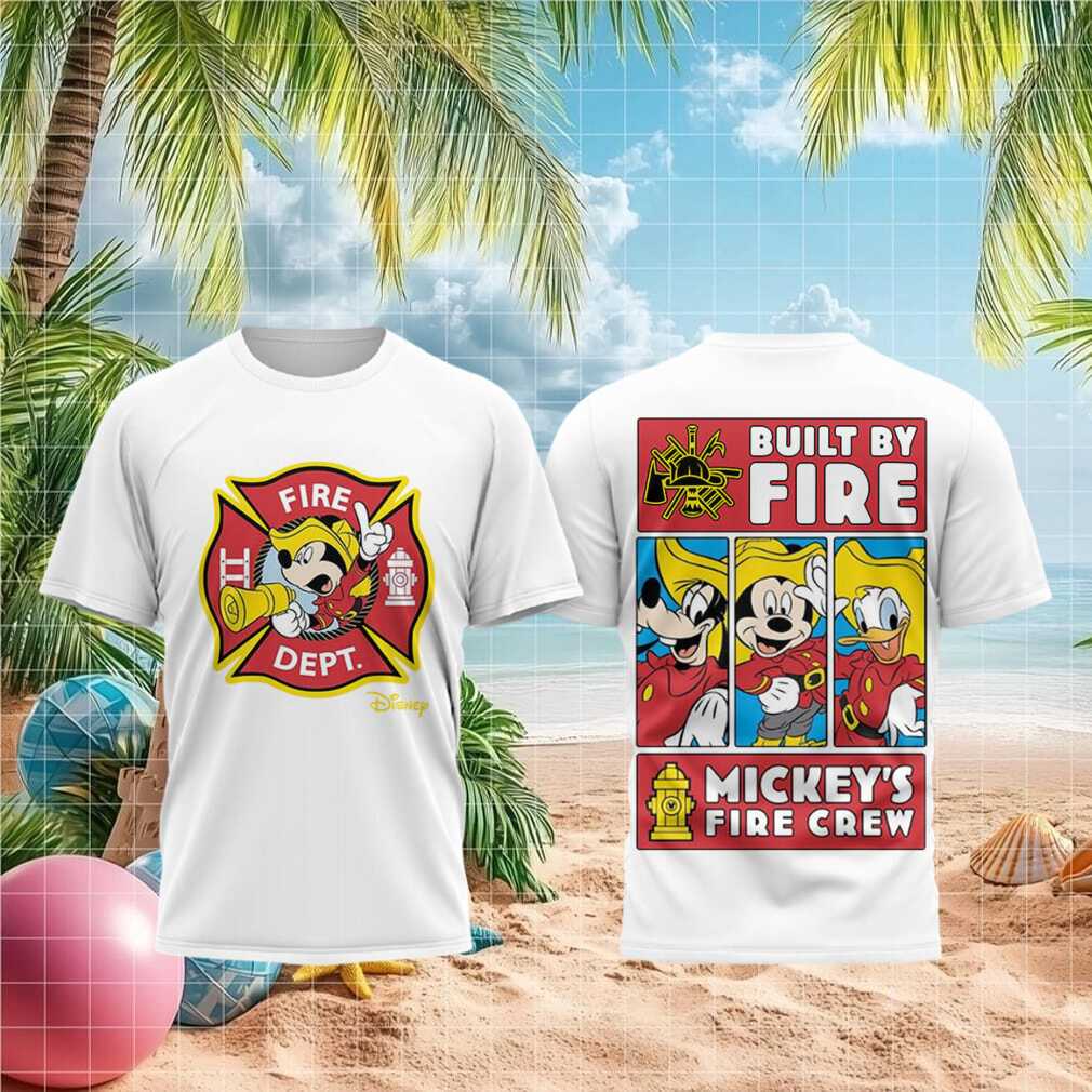 Mickey's Fire Crew Disney Characters Built By Fire Department Kids and Family Shirt - Limotees LLC