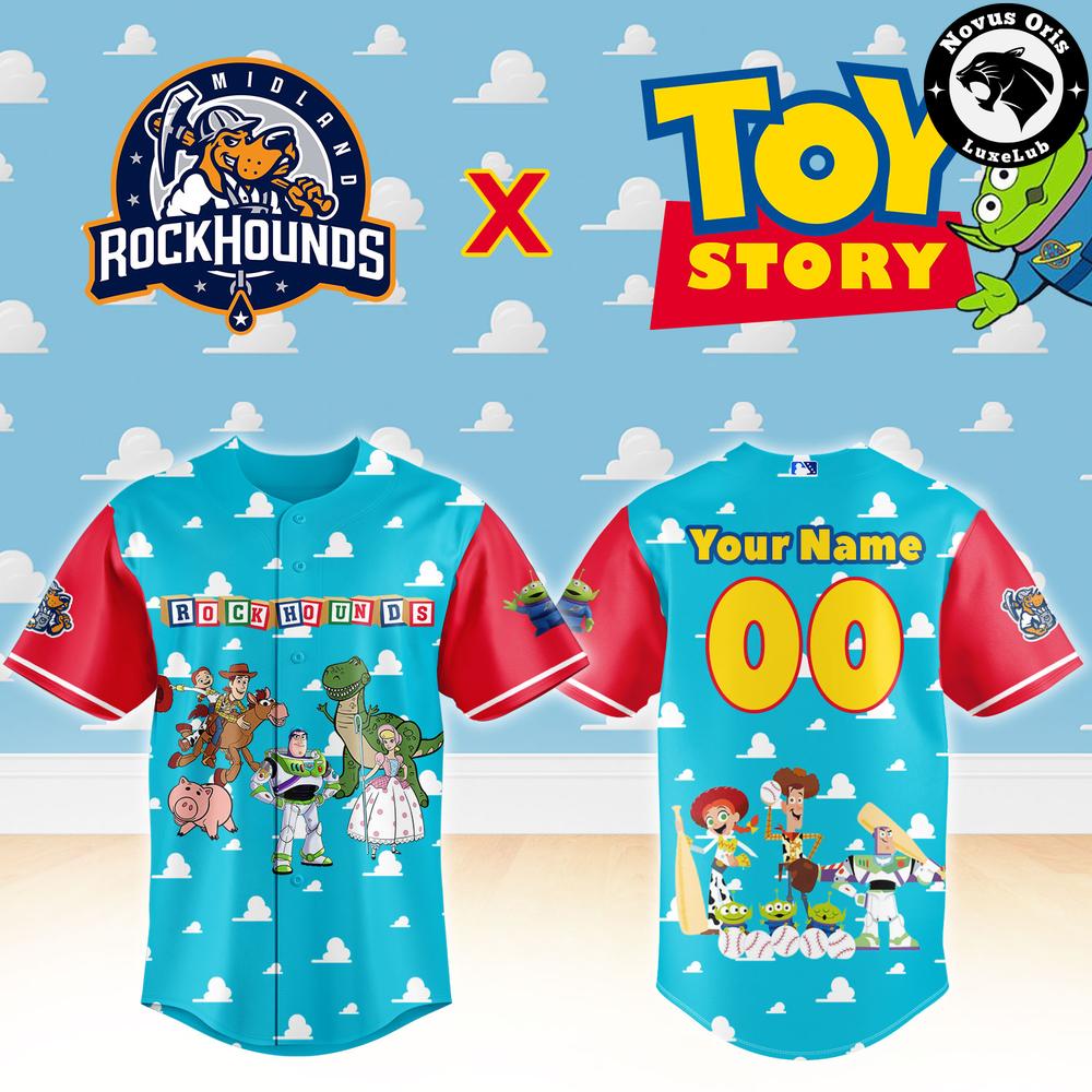 Midland RockHounds x Toy Story Night Woody Buzz Lightyear Limited Edition Baseball Jersey