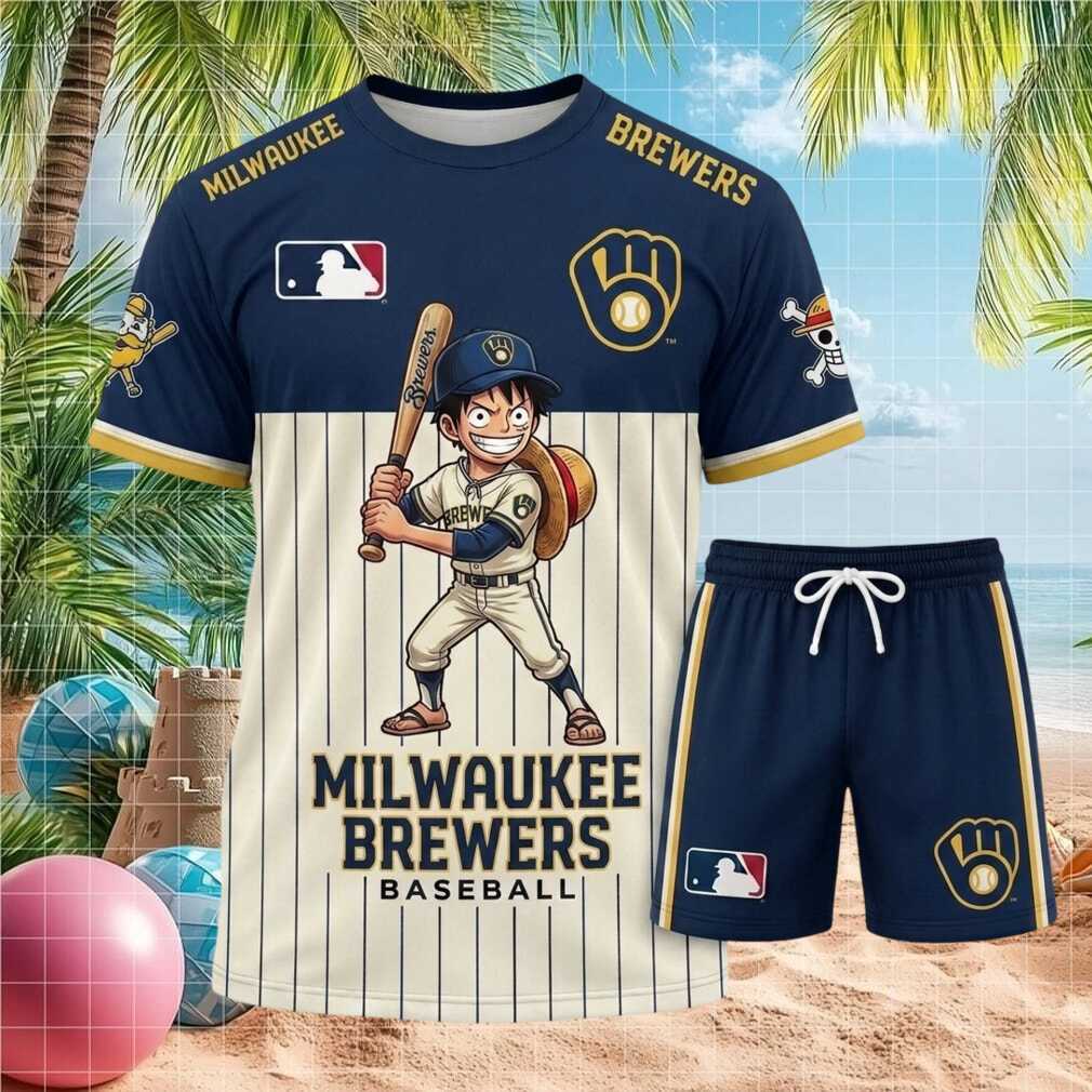 Milwaukee Brewers Luffy Anime Baseball Shorts Shirt