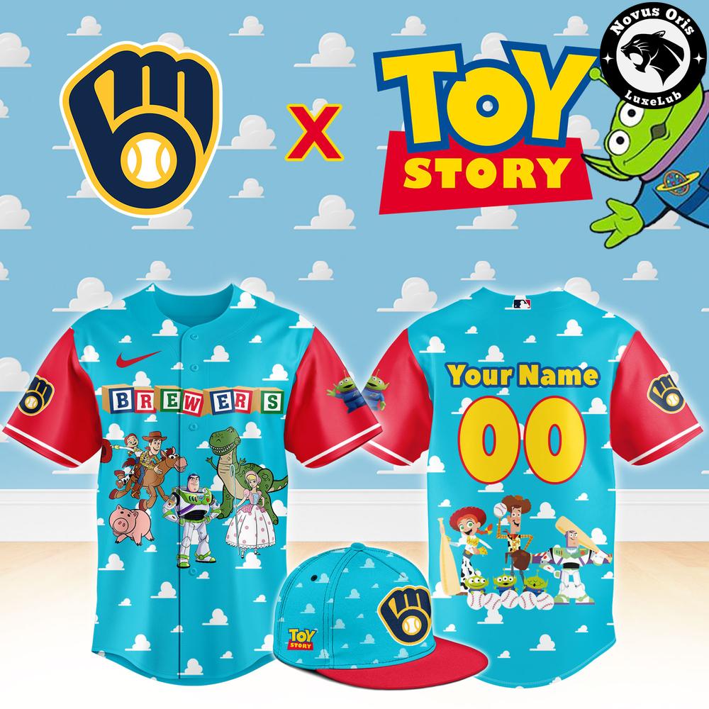 Milwaukee Brewers x Toy Story Night Woody Buzz Lightyear Custom Baseball Jersey