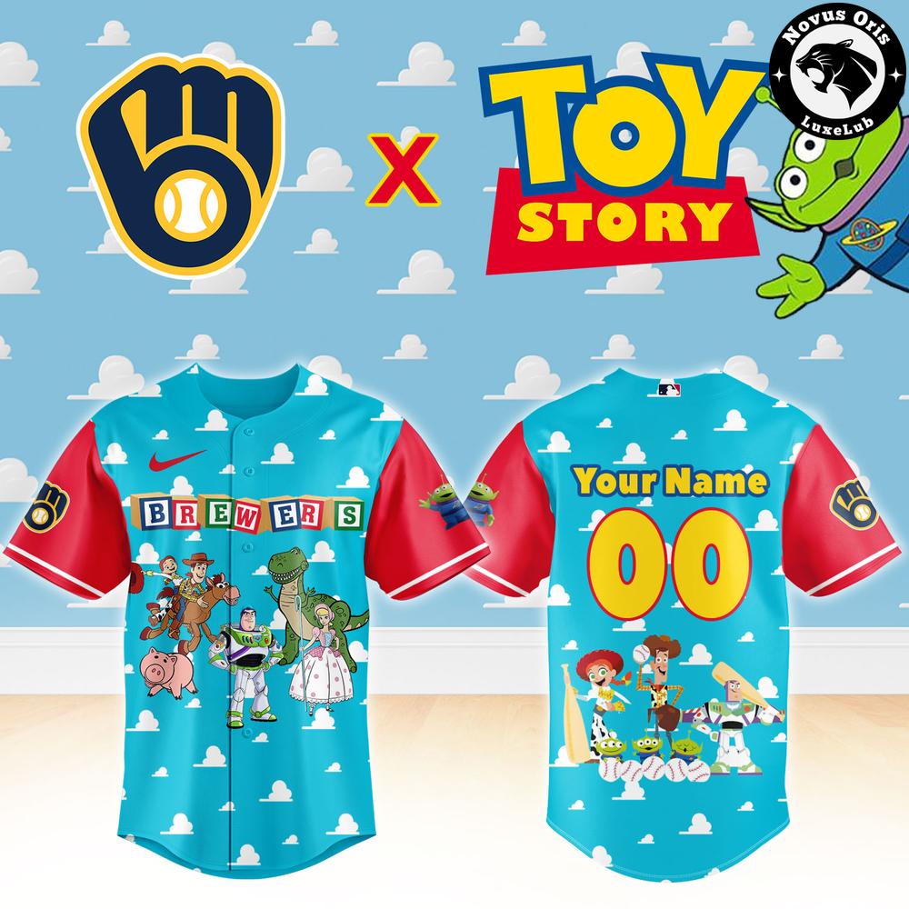 Milwaukee Brewers x Toy Story Night Woody Buzz Lightyear Custom Baseball Jersey