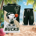 Milwaukee Bucks Snoopy Mascot Basketball Shorts Shirt