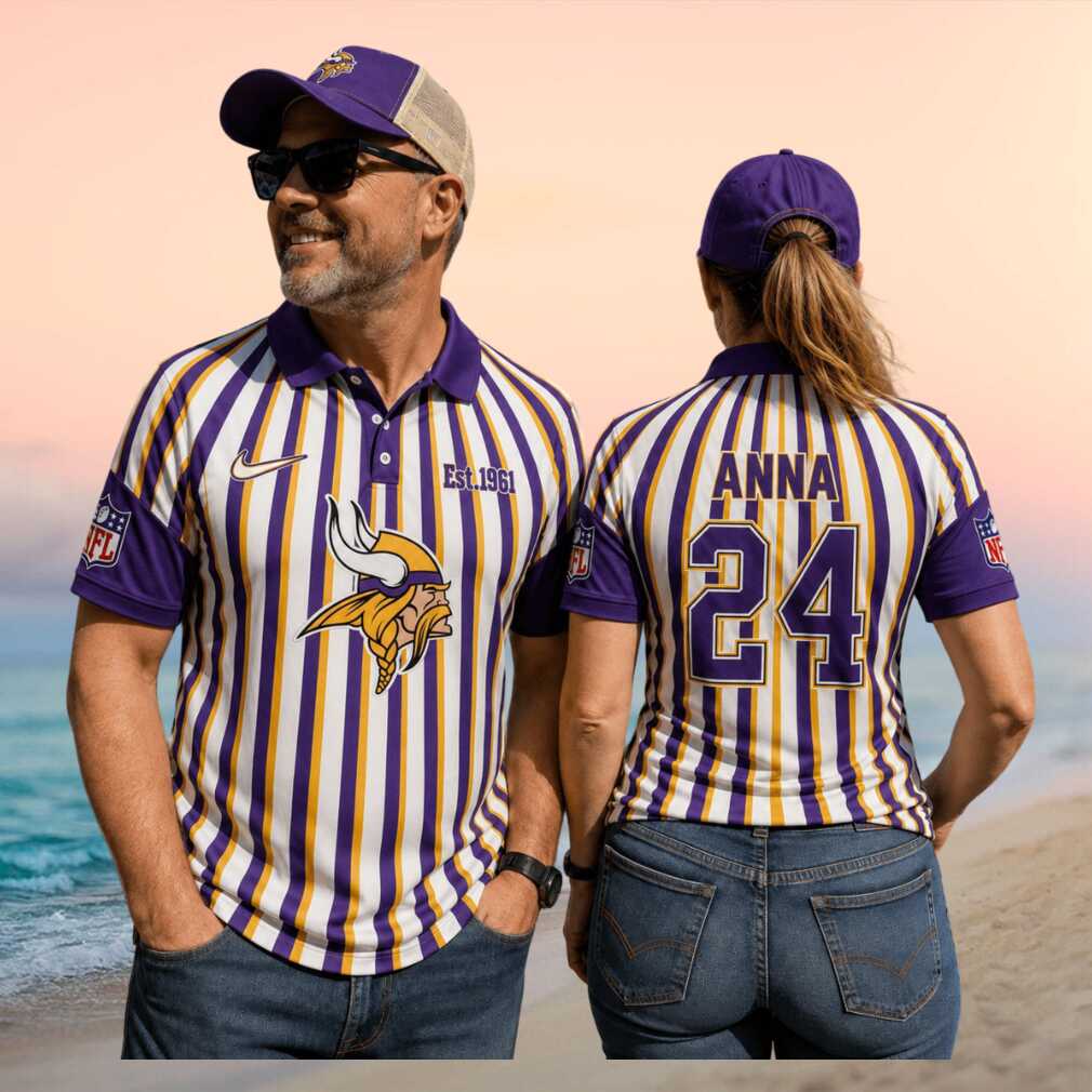 Minnesota Football Vikings Custom Name Number Vintage Striped Referee Game Day Fan Men Women Shirt