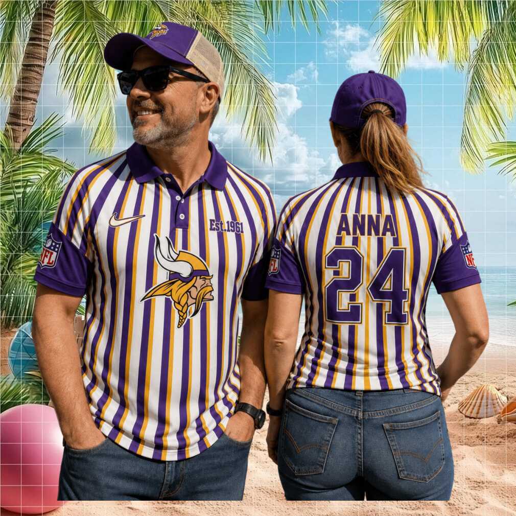Minnesota Football Vikings Custom Name Number Vintage Striped Referee Game Day Fan Men Women Shirt