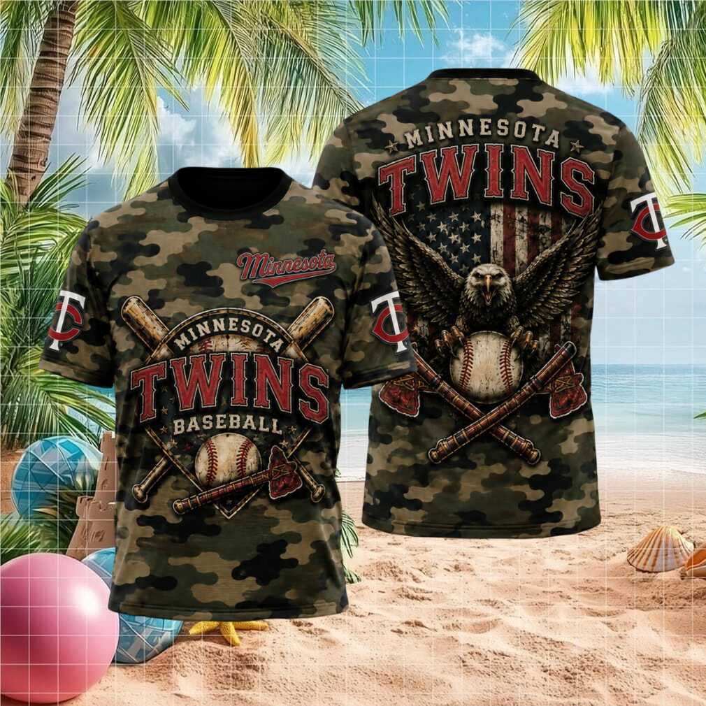 Minnesota Twins Bald Eagle American Flag Camo Patriotic T Shirt - Limotees LLC