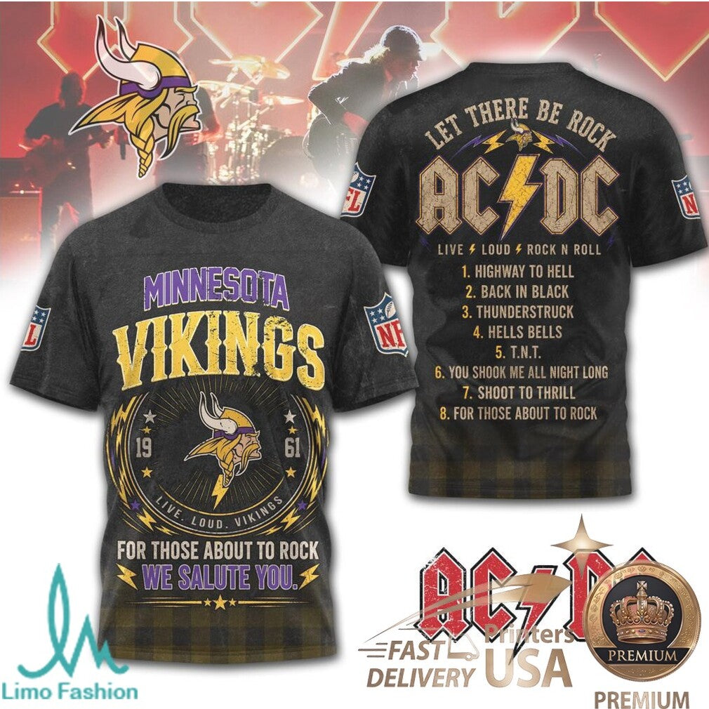 Minnesota Vikings ACDC For Those About To Rock Band T Shirt - Limotees LLC