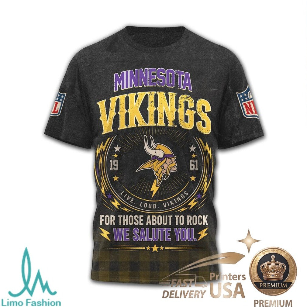 Minnesota Vikings ACDC For Those About To Rock Band T Shirt - Limotees LLC