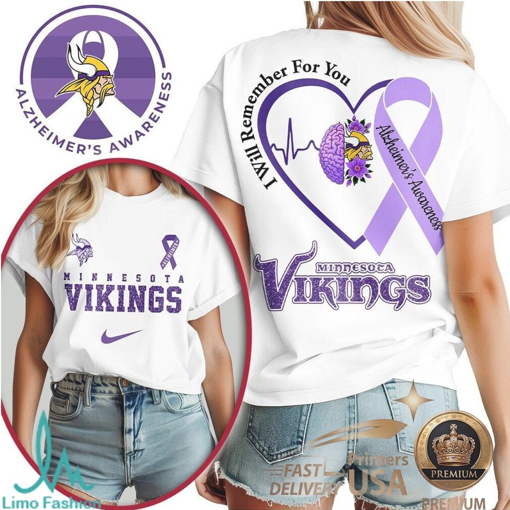 Minnesota Vikings Alzheimer's Awareness I Will Remember For You T Shirt - Limotees LLC