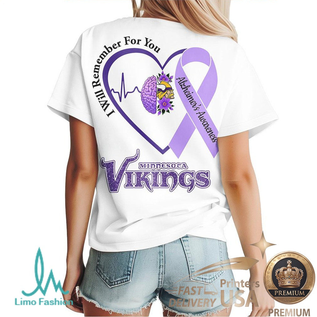 Minnesota Vikings Alzheimer's Awareness I Will Remember For You T Shirt - Limotees LLC