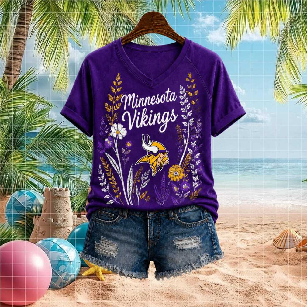 Minnesota Vikings Floral Nature Graphic Women Shirt