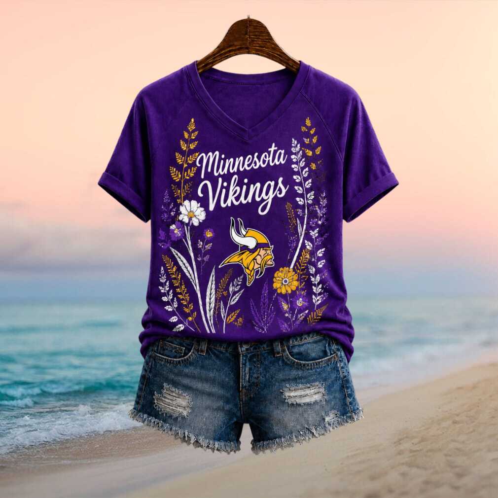 Minnesota Vikings Floral Nature Graphic Women Shirt