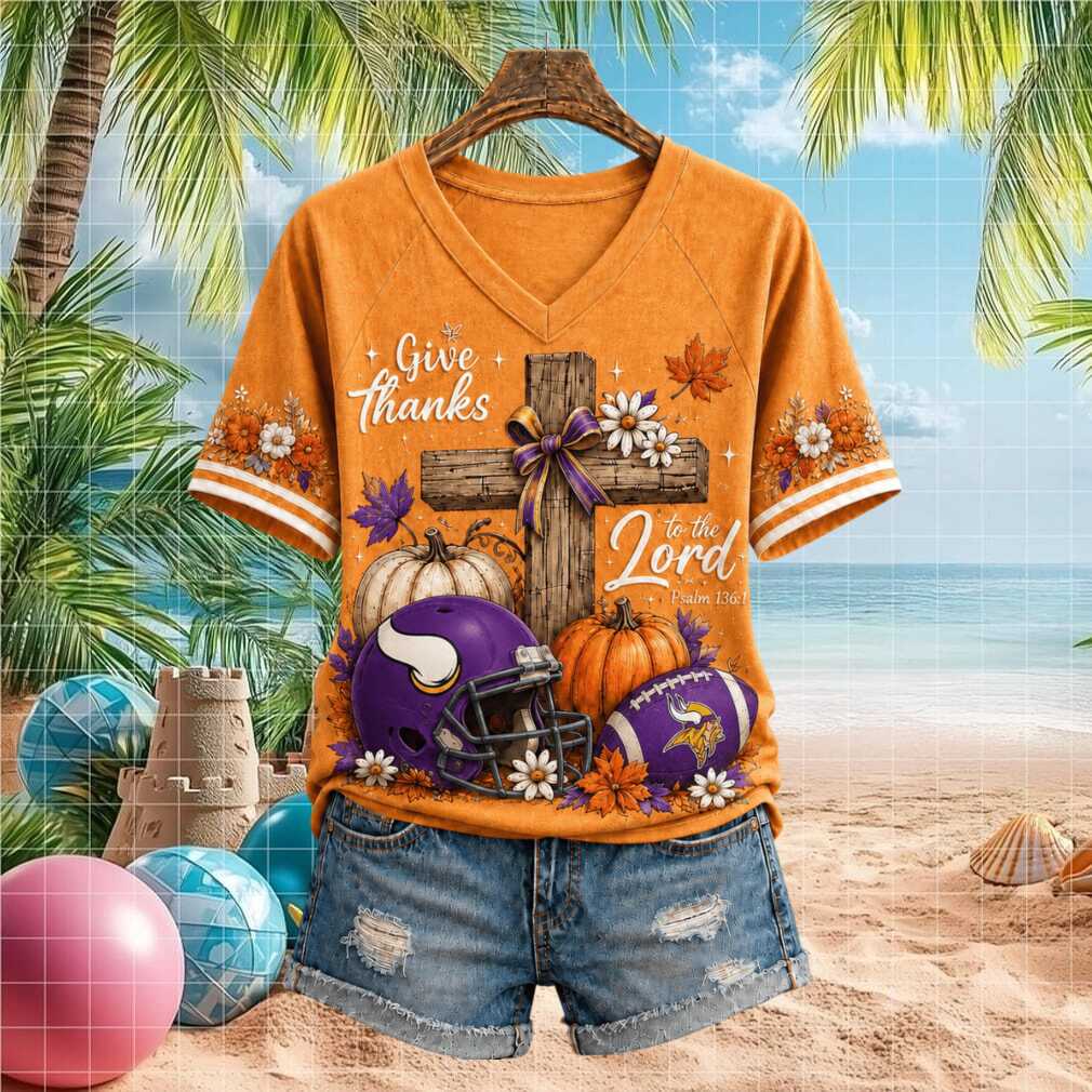 Minnesota Vikings Football Pumpkin Cross Give Thanks Shirt
