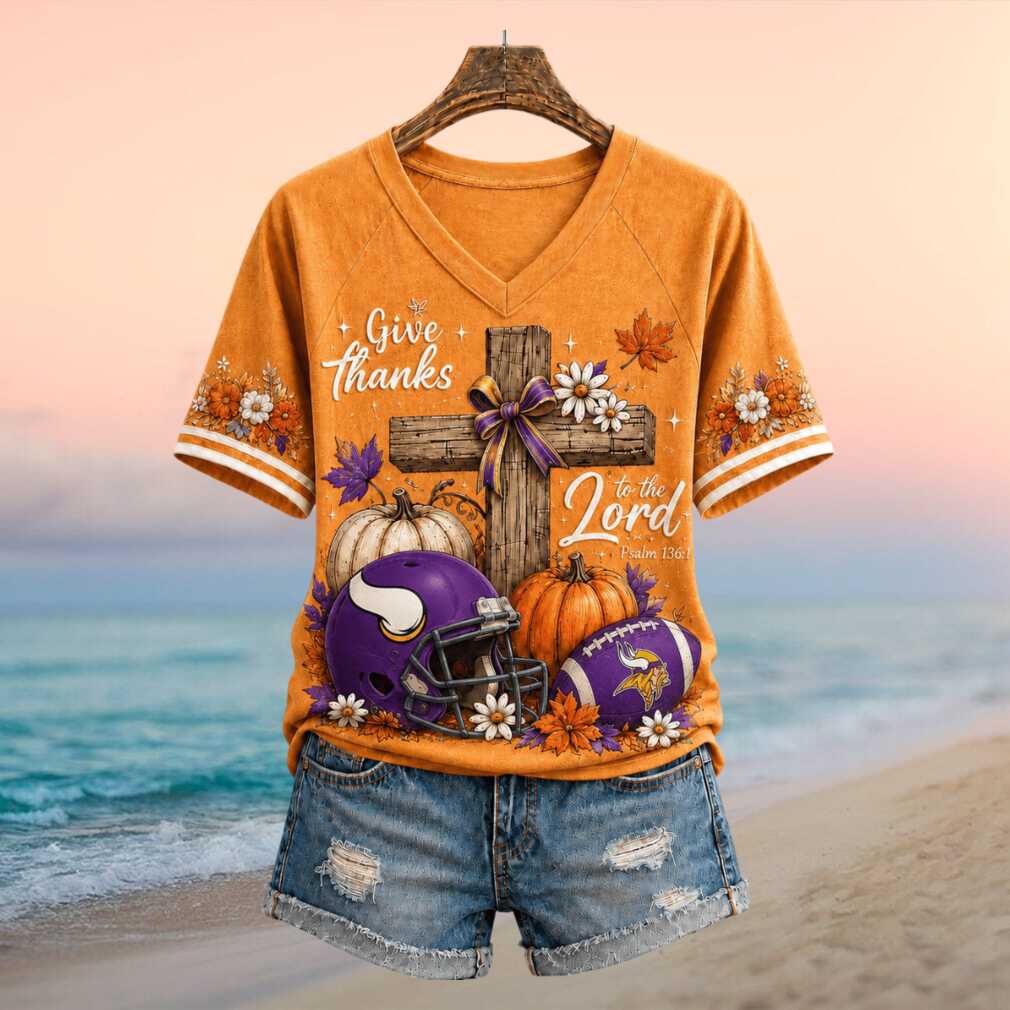 Minnesota Vikings Football Pumpkin Cross Give Thanks Shirt