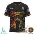 Minnesota Vikings Juneteenth 1865 Freedom Day Black Fist T Shirt - Limotees LLC