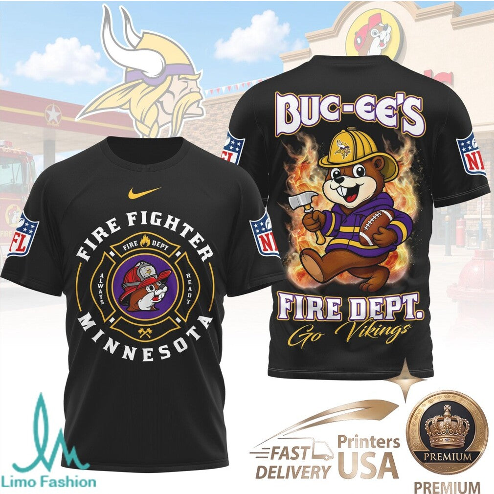Minnesota Vikings Mascot Firefighter Graphic T Shirt - Limotees LLC