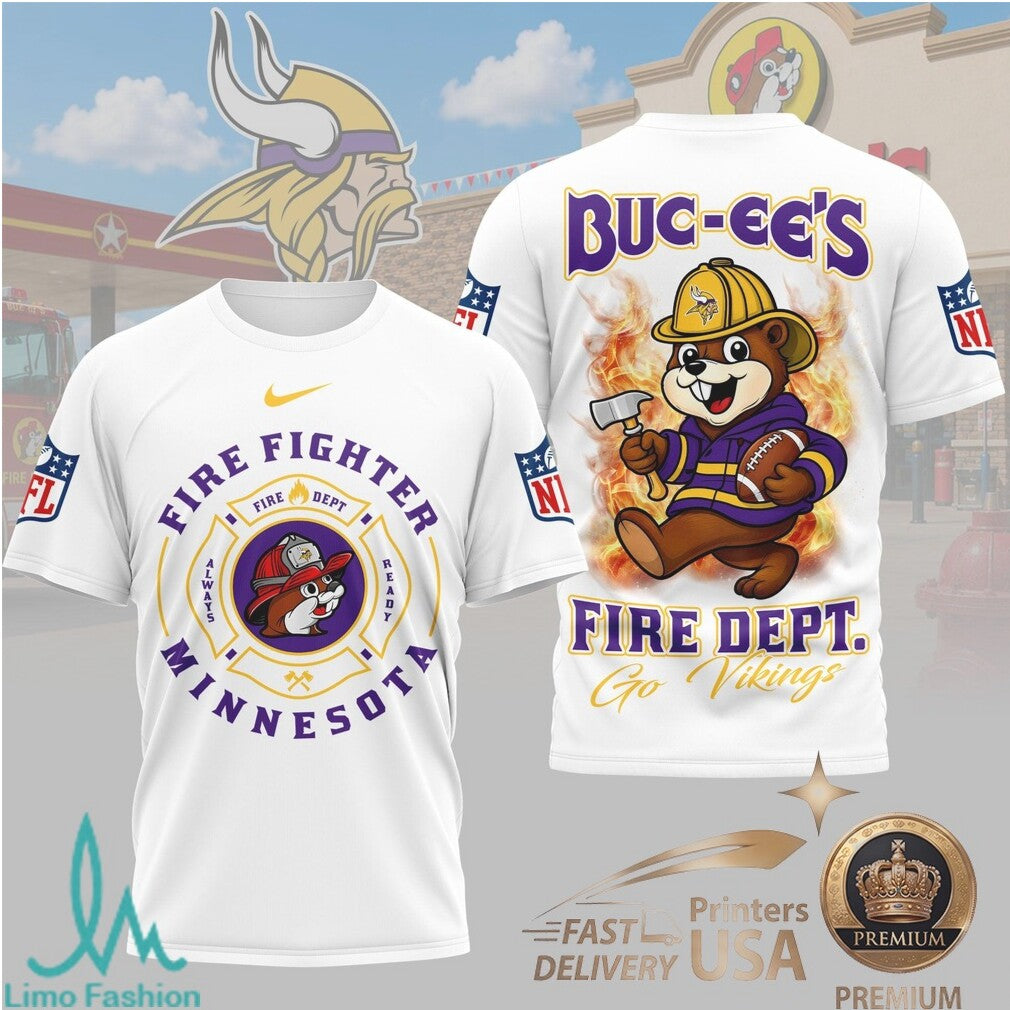 Minnesota Vikings Mascot Firefighter Graphic T Shirt - Limotees LLC