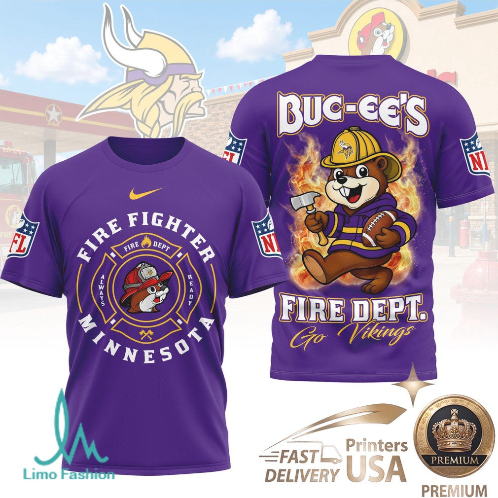 Minnesota Vikings Mascot Firefighter Graphic T Shirt - Limotees LLC