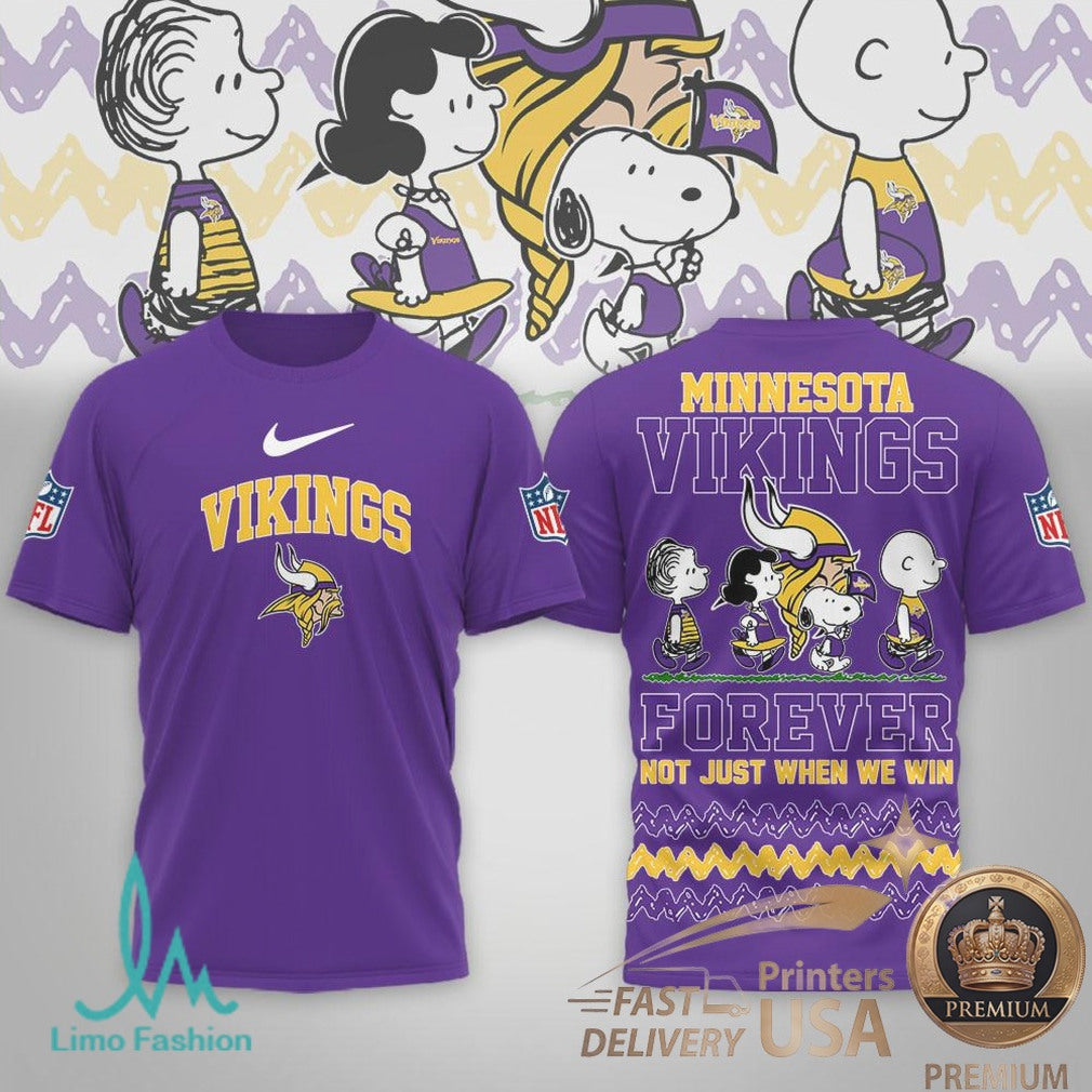 Minnesota Vikings Peanuts Snoopy Forever Not Just When We Win T Shirt - Limotees LLC