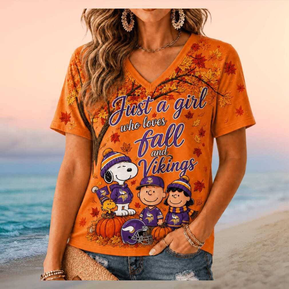 Minnesota Vikings Snoopy Peanuts Fall Autumn Women Shirt