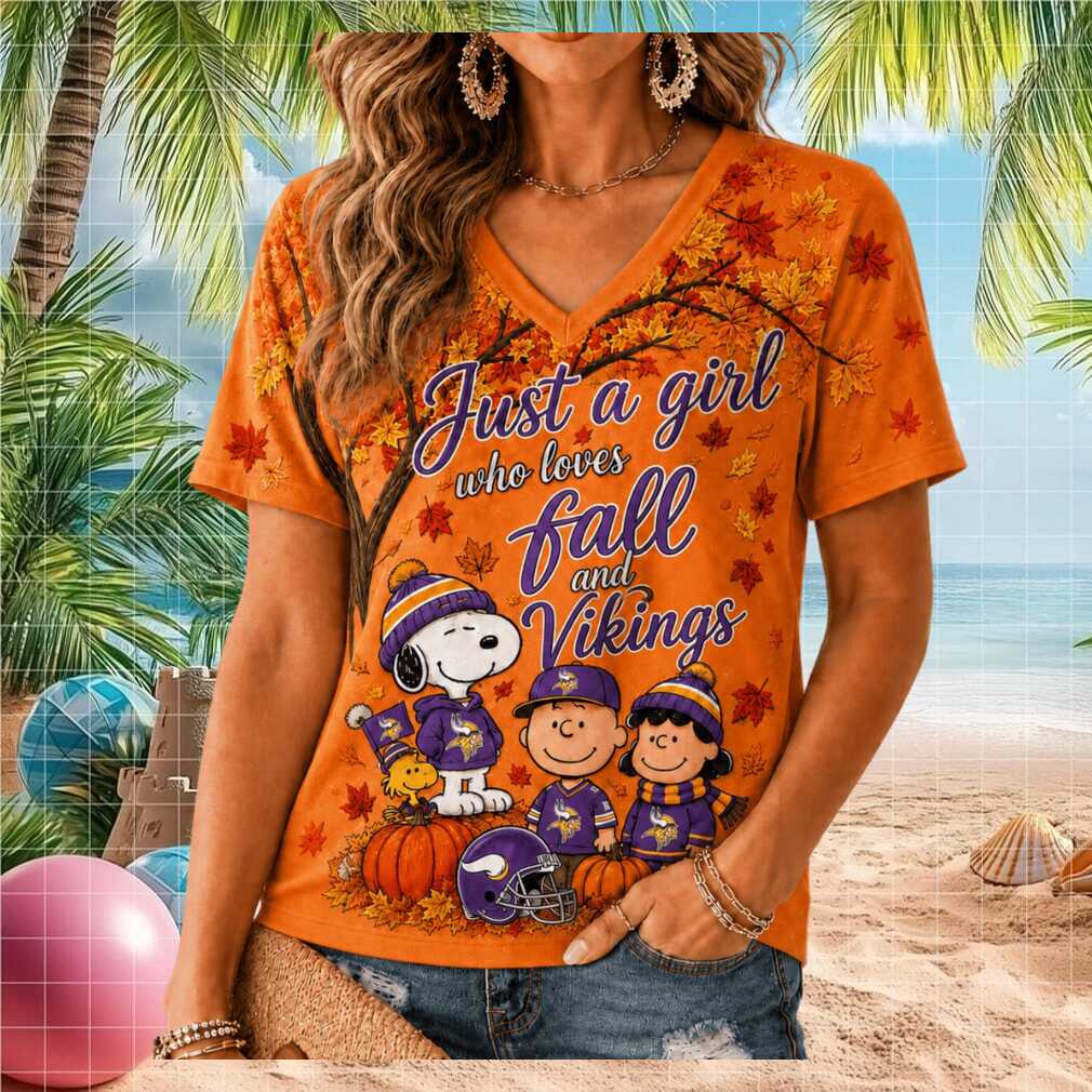Minnesota Vikings Snoopy Peanuts Fall Autumn Women Shirt