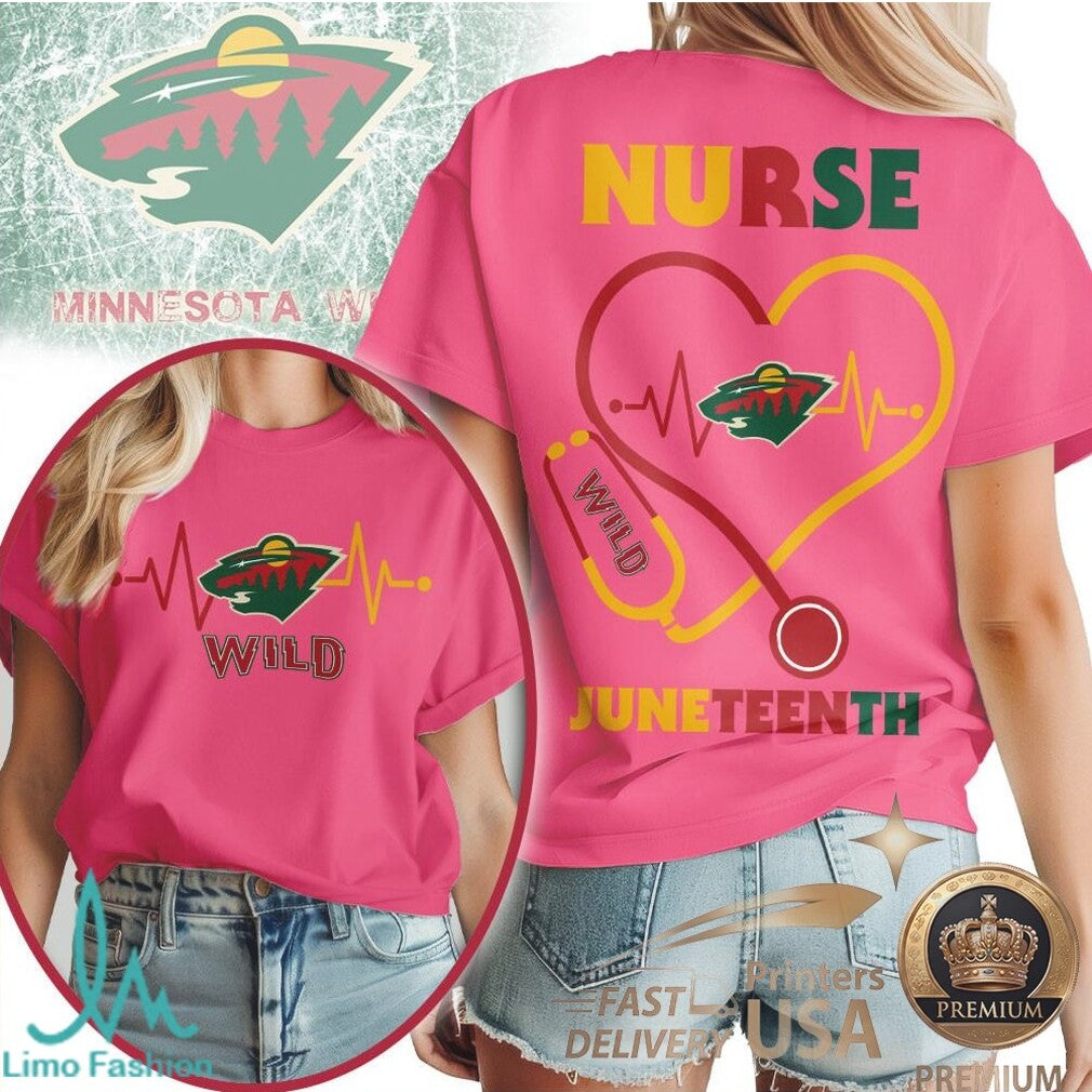 Minnesota Wild Nurse Heartbeat Juneteenth Hockey T Shirt - Limotees LLC