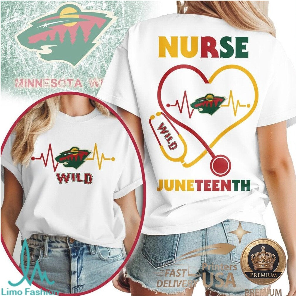 Minnesota Wild Nurse Heartbeat Juneteenth Hockey T Shirt - Limotees LLC