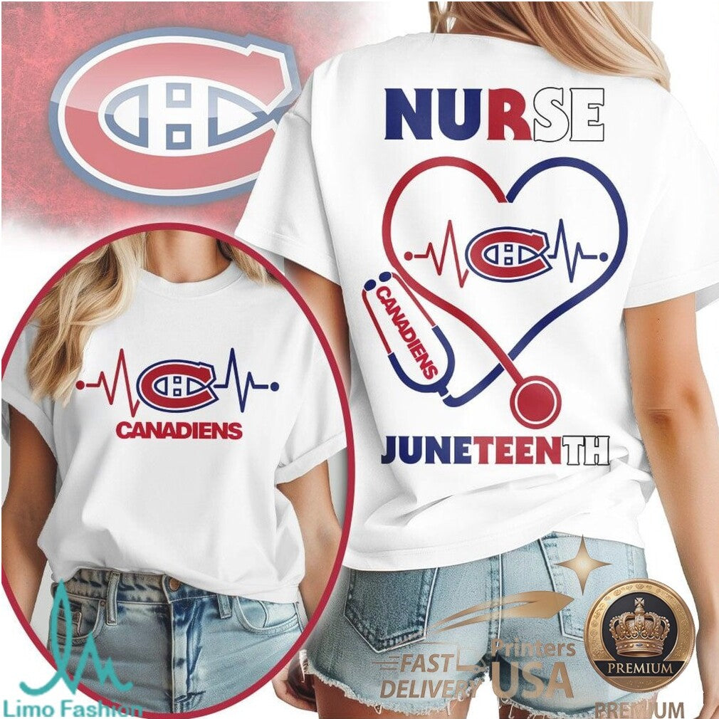 Montreal Canadiens Nurse Heartbeat Juneteenth T Shirt - Limotees LLC