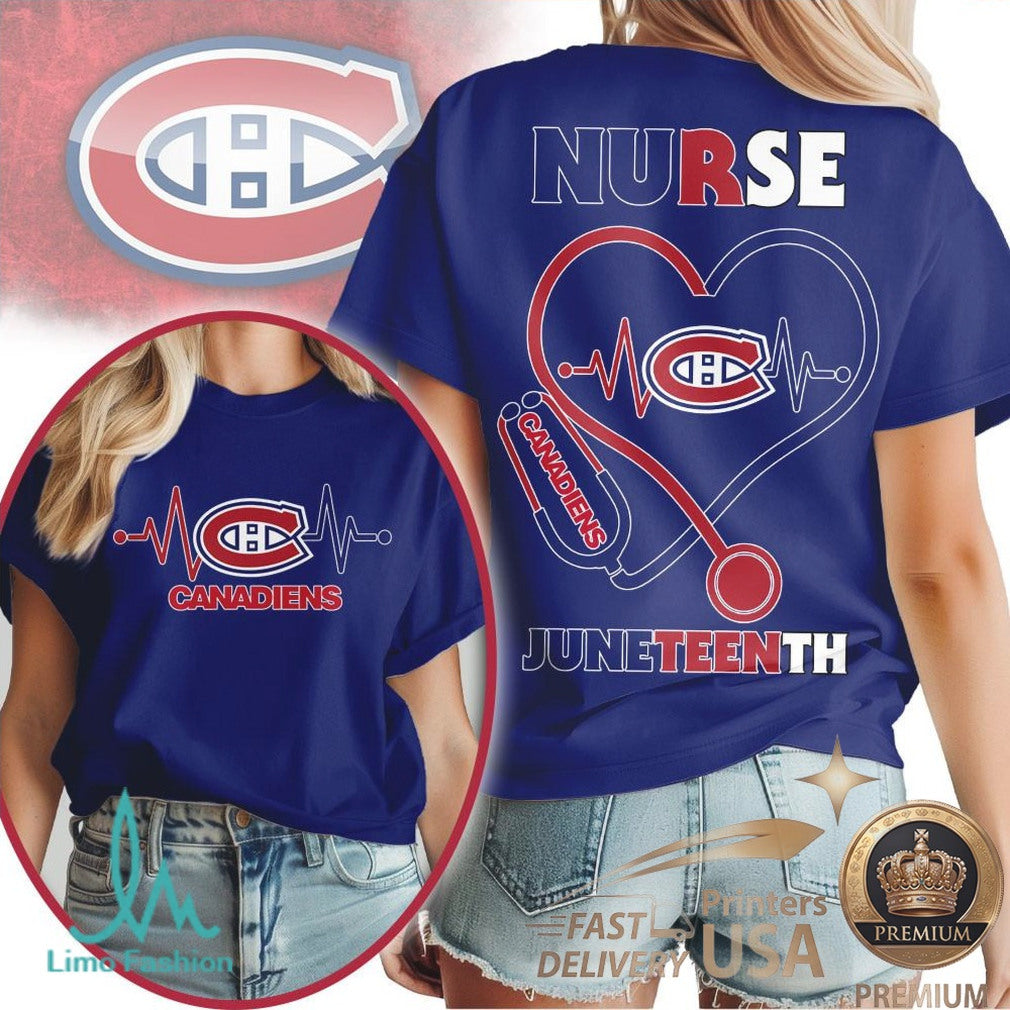 Montreal Canadiens Nurse Heartbeat Juneteenth T Shirt - Limotees LLC