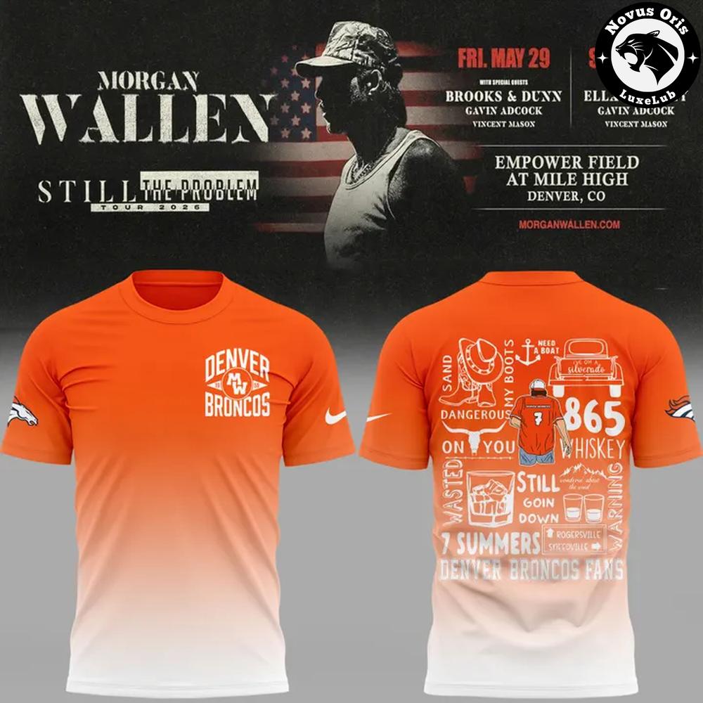 Morgan Wallen Denver Broncos 2026 Concert Ombre T-Shirt