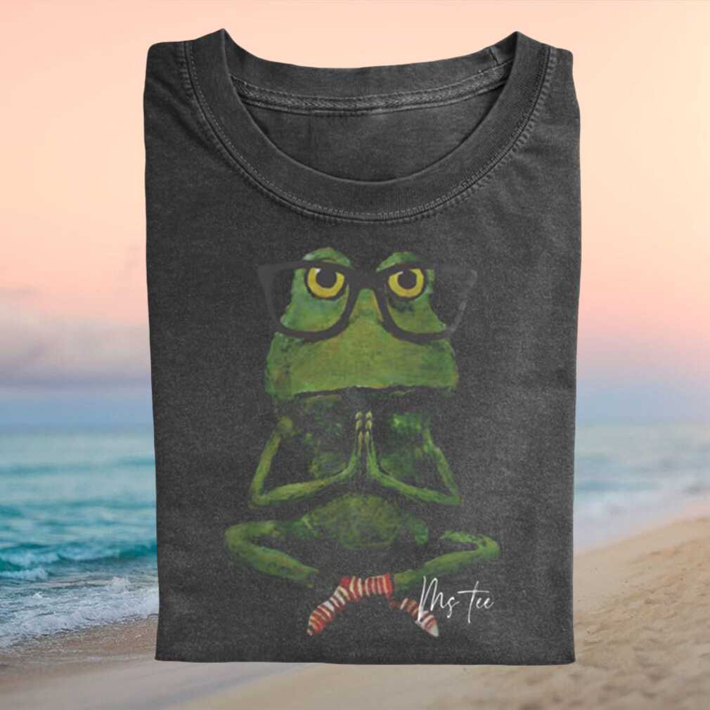 Ms Tee Yoga Meditation Frog Nerd Glasses Zen Spiritual Mindful Vintage Shirt - Limotees LLC