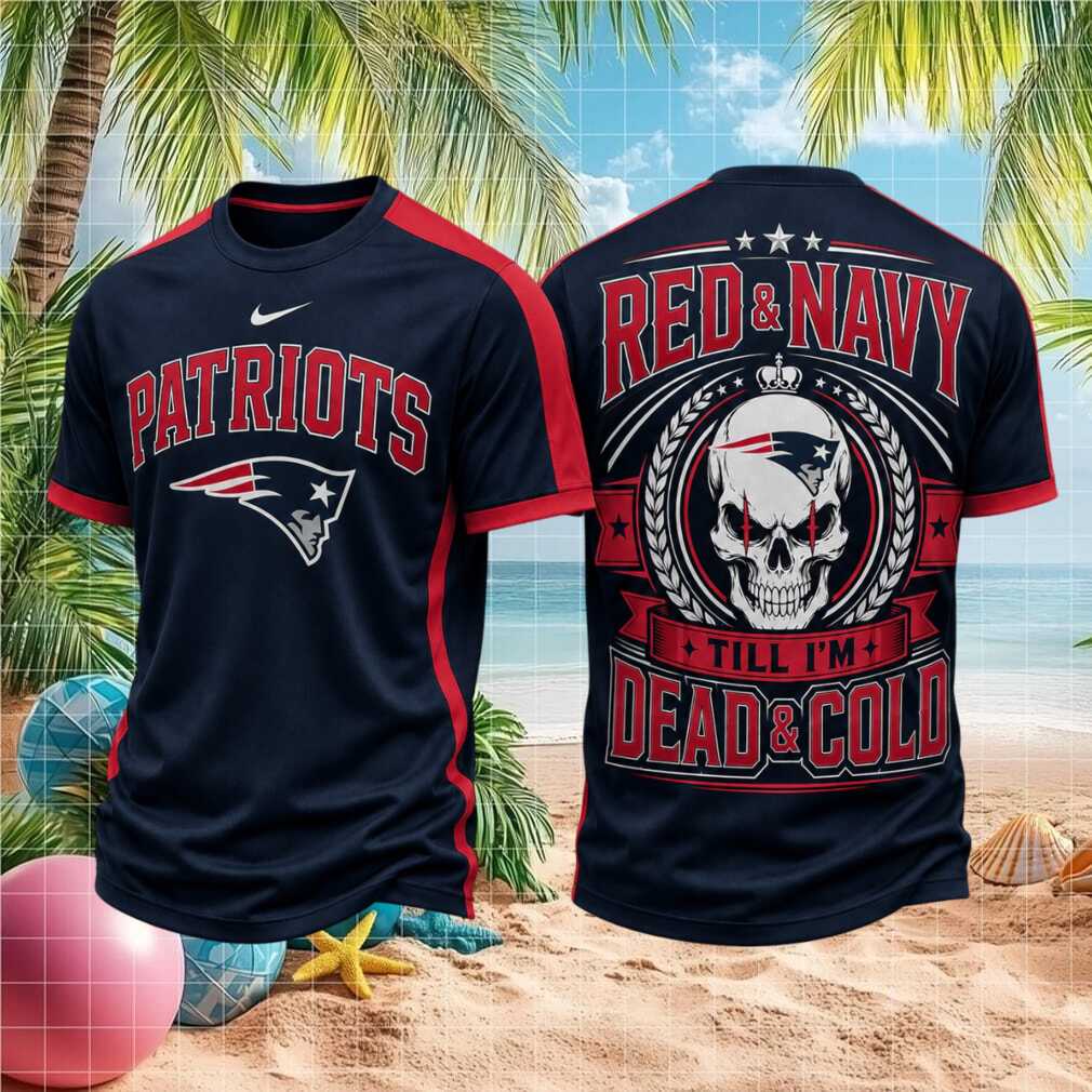 New England Football Skull Red And Navy Shirt - Limotees LLC