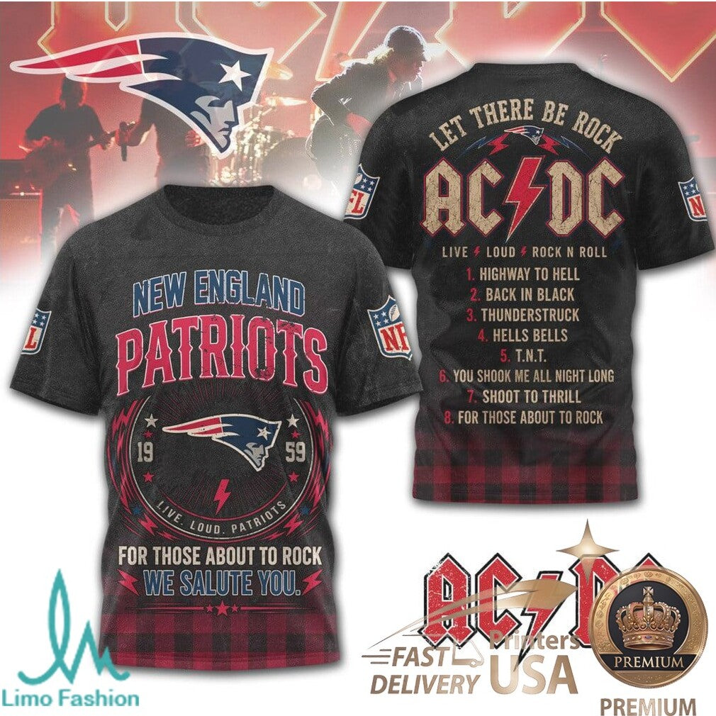 New England Patriots ACDC For Those About To Rock Graphic T Shirt - Limotees LLC