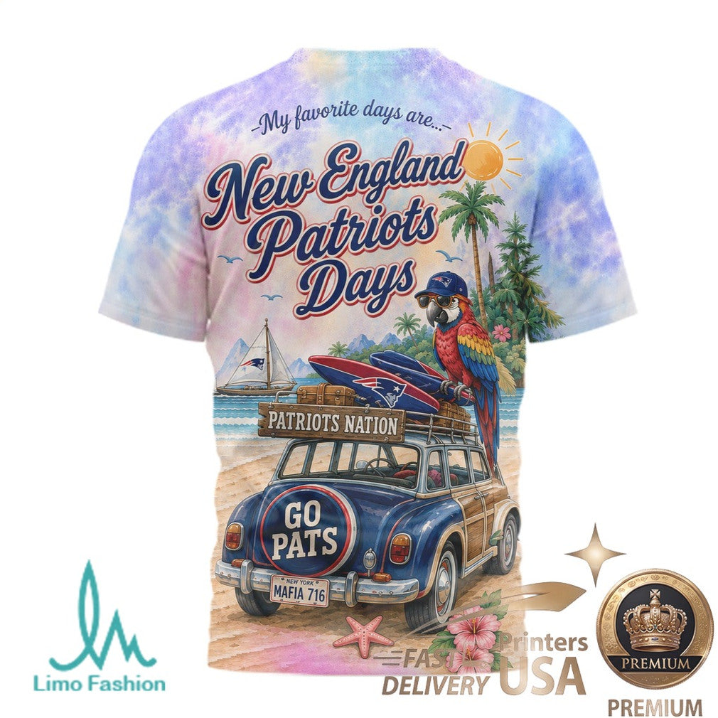New England Patriots Beach Tropical Parrot Summer Men's T Shirt - Limotees LLC