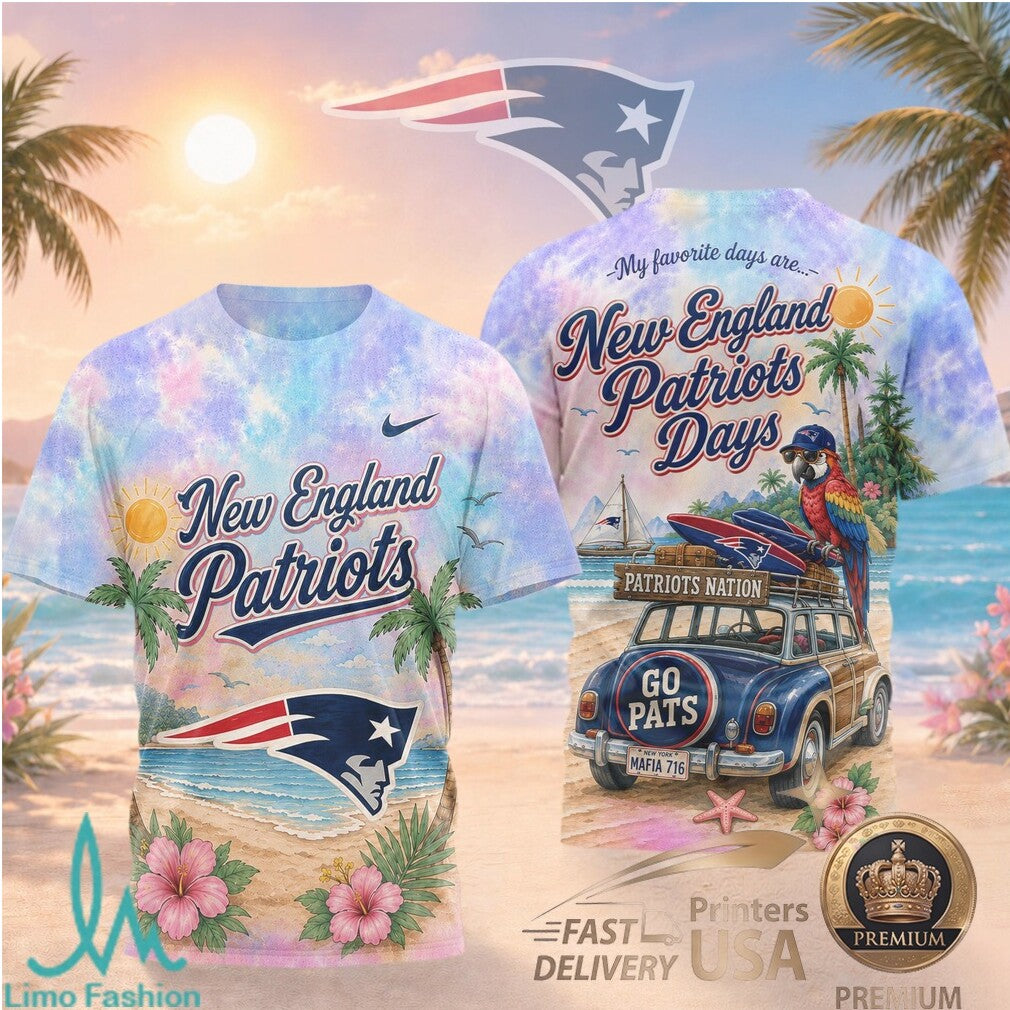 New England Patriots Beach Tropical Parrot Summer Men's T Shirt - Limotees LLC