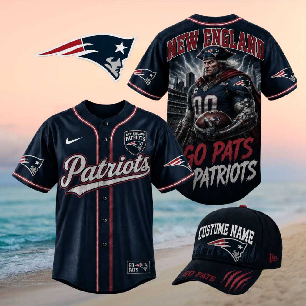 New England Patriots Cyborg Mascot Go Pats Graphic Baseball Jersey