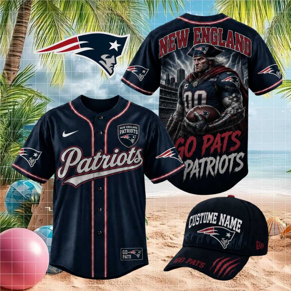 New England Patriots Cyborg Mascot Go Pats Graphic Baseball Jersey