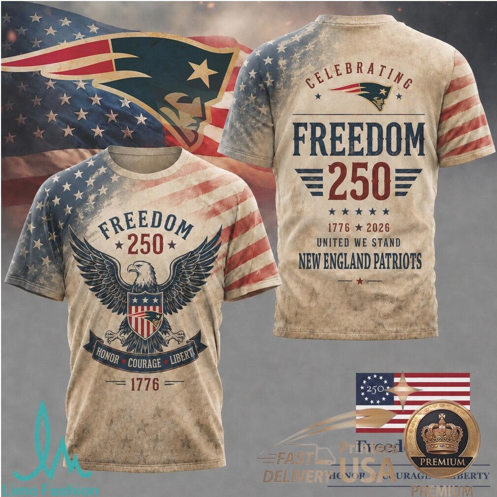 New England Patriots Eagle Freedom 250th Anniversary T Shirt - Limotees LLC
