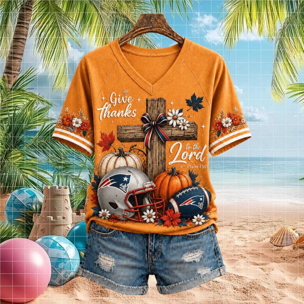 New England Patriots Football Pumpkin Cross Give Thanks Shirt