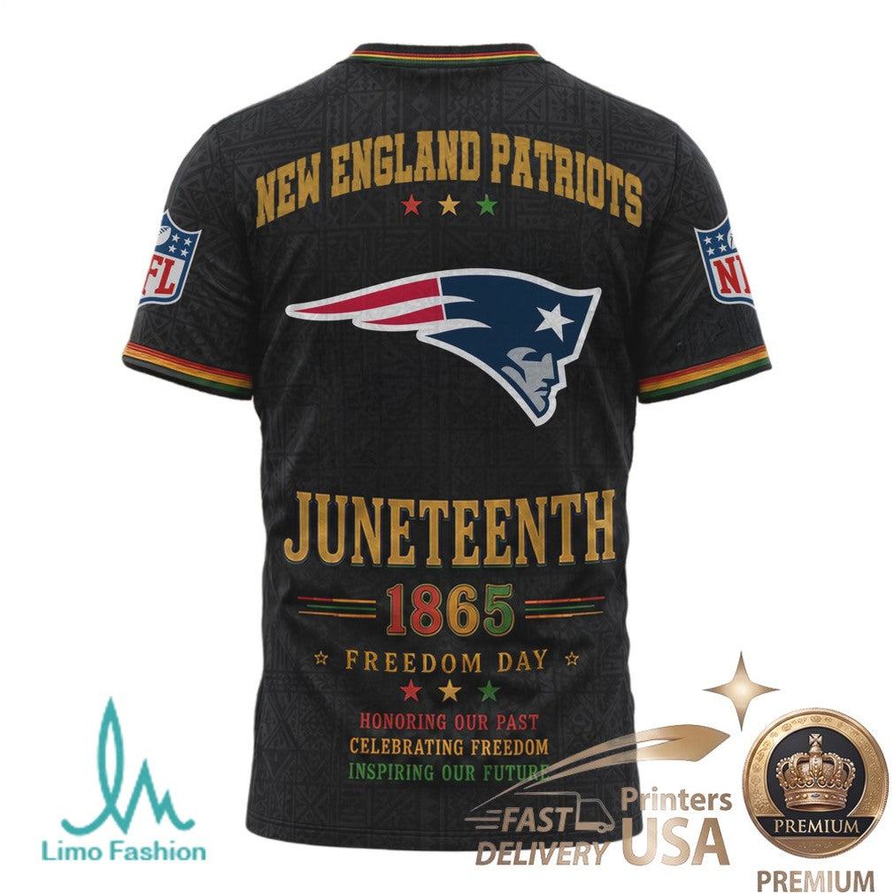 New England Patriots Juneteenth 1865 Freedom Day Graphic T Shirt - Limotees LLC