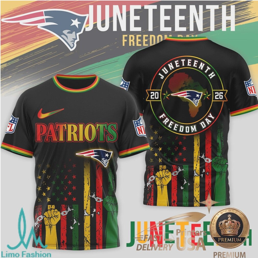 New England Patriots Juneteenth Freedom Day 2026 T Shirt - Limotees LLC