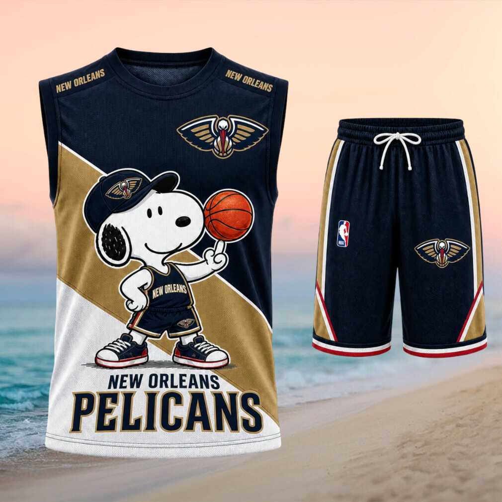 New Orleans Pelicans Snoopy Mascot Basketball Shorts Shirt