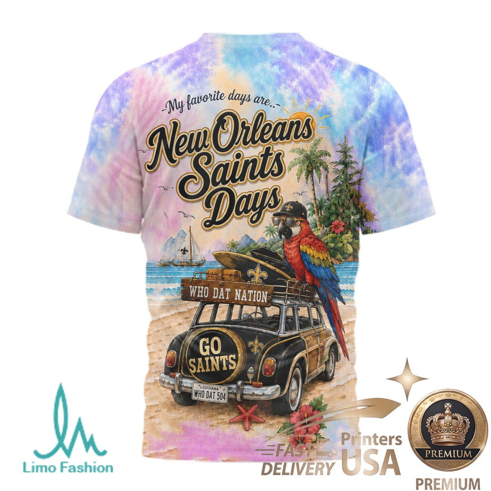 New Orleans Saints Beach Parrot Tropical Summer T Shirt - Limotees LLC