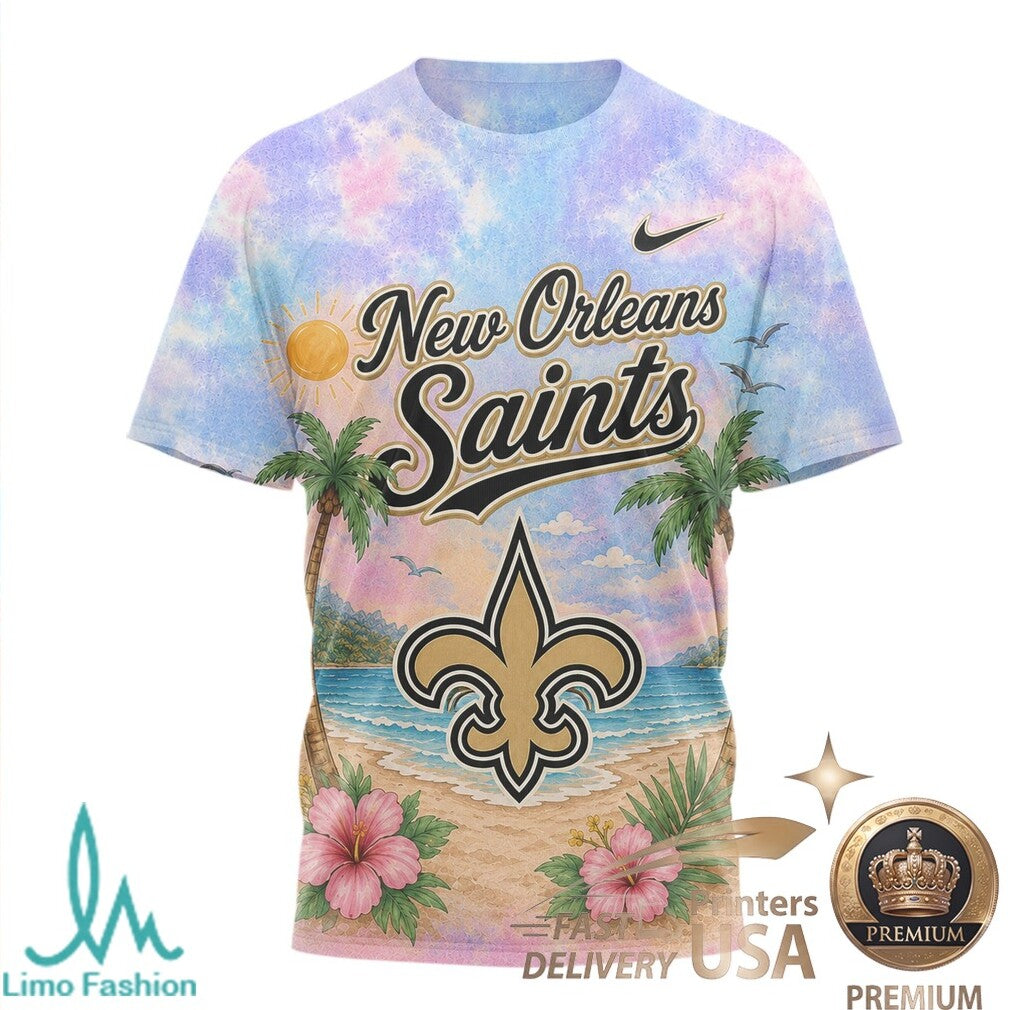 New Orleans Saints Beach Parrot Tropical Summer T Shirt - Limotees LLC
