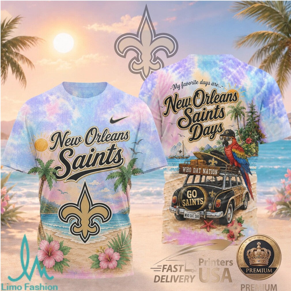 New Orleans Saints Beach Parrot Tropical Summer T Shirt - Limotees LLC