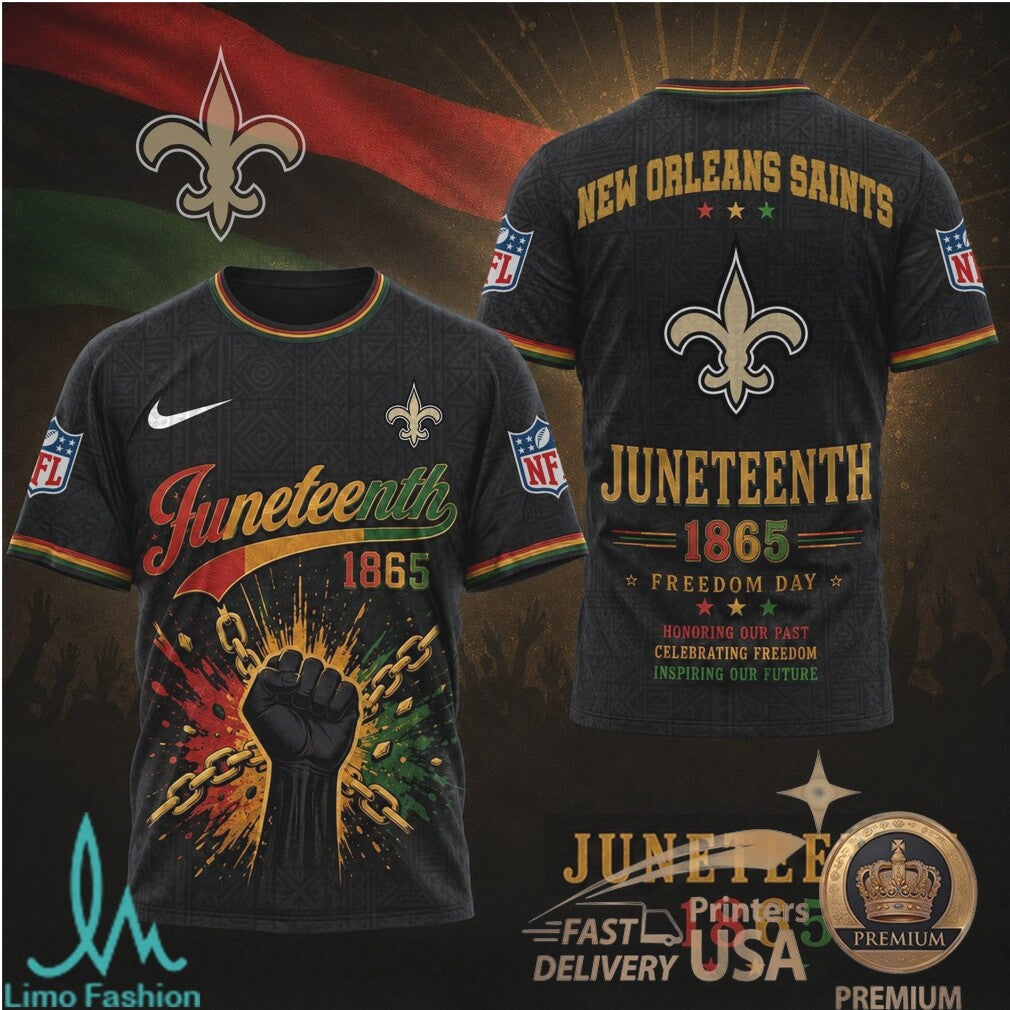 New Orleans Saints Juneteenth 1865 Freedom Day Black History T Shirt - Limotees LLC
