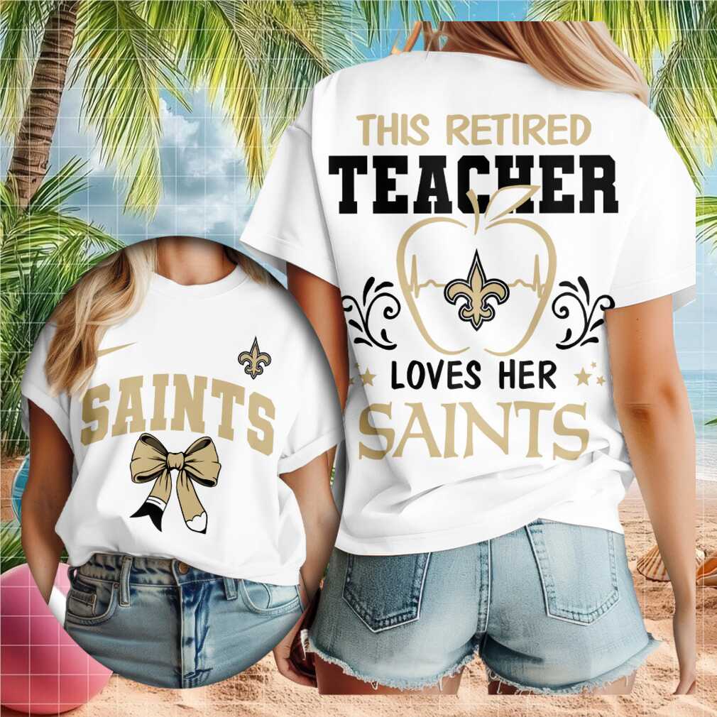 New Orleans Saints Retired Teacher Heartbeat Apple Shirt