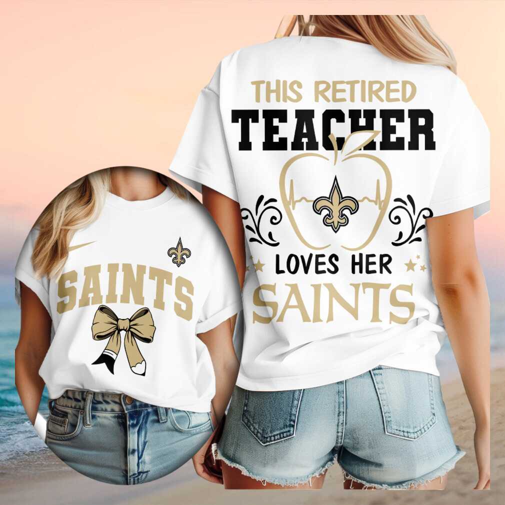 New Orleans Saints Retired Teacher Heartbeat Apple Shirt
