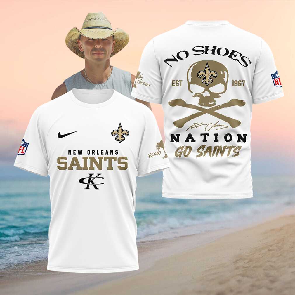 New Orleans Saints Skull No Shoes Nation Kenny Chesney Shirt